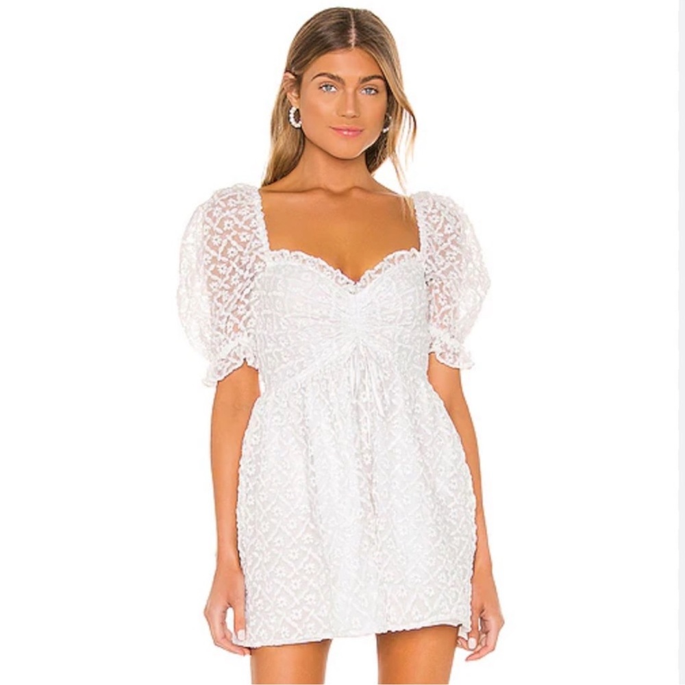 Majorelle- Revolve- baby doll white lace dress